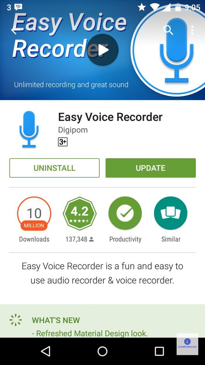 Download aplikasi Easy Voice Recorder terlebih dahulu