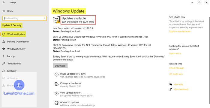 Klik _Windows Update_ di daftar pada bagian sebelah kiri jendela