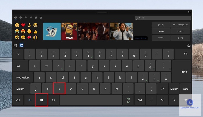 Klik tombol Windows X menggunakan keyboard