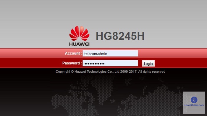 List Username dan Password Router Huawei Login