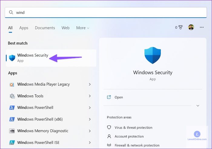 Selanjutnya masukkan kata kunci Windows Security di kolom pencarian Windows. Lalu, klik Enter