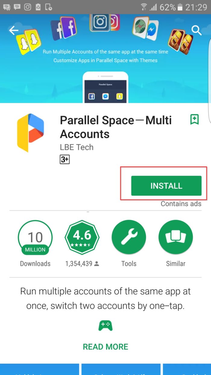 Unduh dan install aplikasi Parallel Space