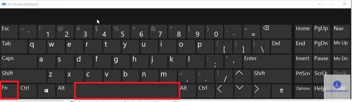 Jika pada keyboard spasi terdapat simbol tersebut, maka tekan tombol Fn Spasi di keyboard dalam waktu bersamaan