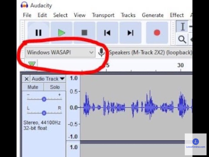 Klik Audio Setup kemudian pilih Windows WASAPI
