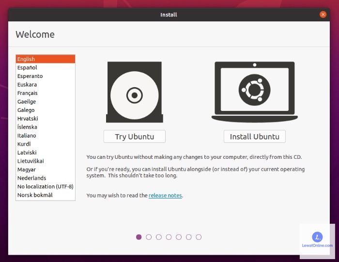 Klik Install Ubuntu untuk memulai proses instalasi