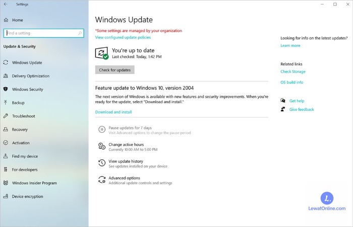 Klik “Windows Update Setting”.