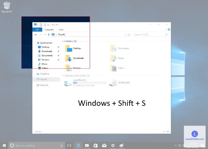 Ketika pengguna sudah menekan tombol Windows + Shift + S akan muncul kursor +, arahkan dan tahan kursor tersebut pada layar yang ingin di screenshot. Cara ini hampir sama dengan memotong (crop) gambar.
