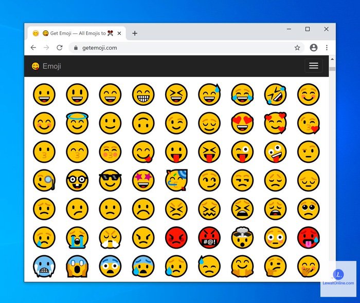 Memblok emoji yang akan digunakan pada penyedia emoji seperti get emoji