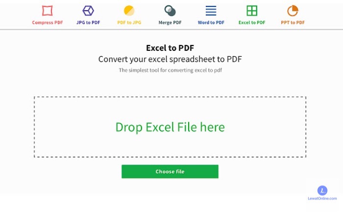 Pilih Excel to PDF langsung di halaman utama